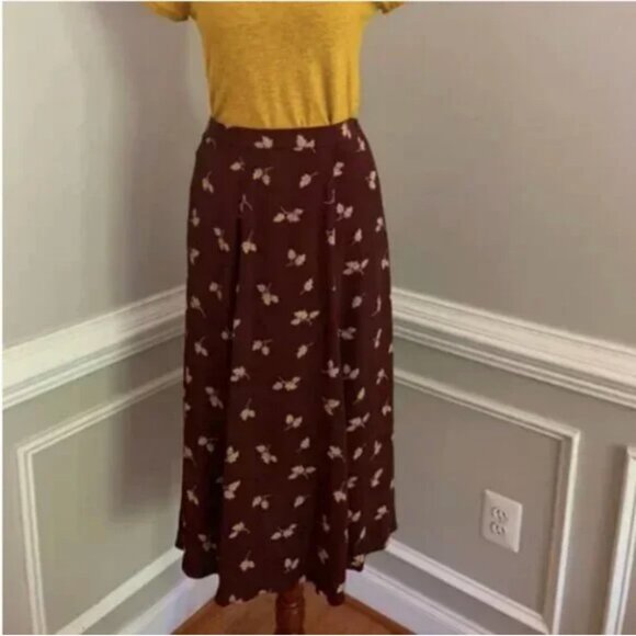 Liz Claiborne Vintage Leaf Print Maxi Skirt Small Petite - Picture 6 of 10